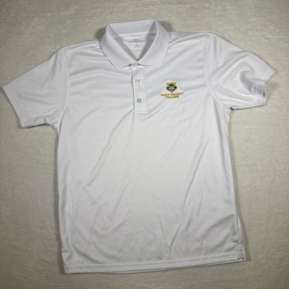 Vansport Saint Vincent‎ College Polo Shirt White Short Sleeve Mens Small